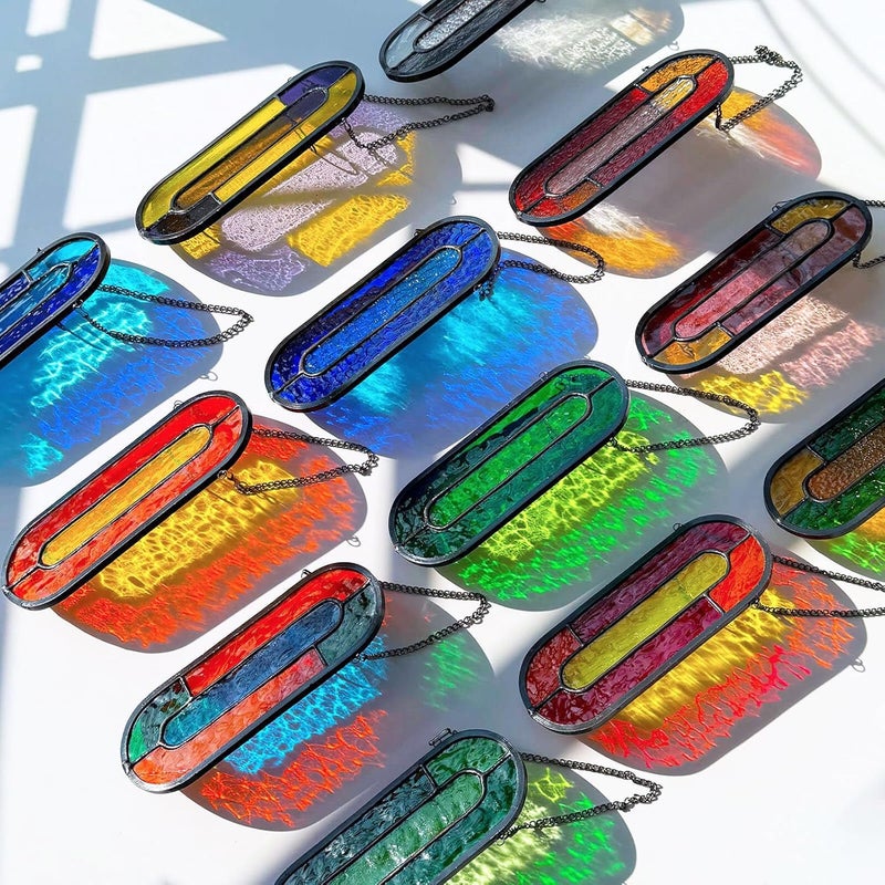 LITMIND Multi-Color Stained Glass Propagation Station - Handcrafted Translucent Suncatcher Planter with 2 Tubes, Hanging Hydroponic Décor for Windows & Garden - Image 5